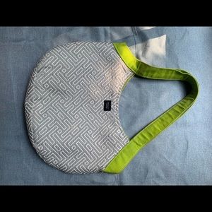 Gray and green Madison Handbags summery fabric shoulder bag